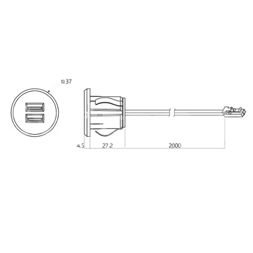 Розетки блок розеток usb charge-s, 2 usb, 12в/5в, серебристый, 2 м